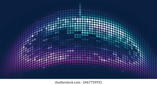 Fondo abstracto geométrico moderno del círculo del Vector colorido claro. Plantilla de textura punteada. Patrón geométrico en estilo de semitonos con degradado.