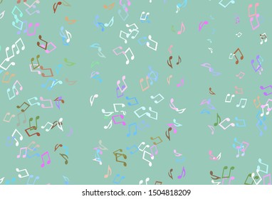 Light colorful vector pattern with music elements. Decorative design in abstract style with music shapes. Pattern for festival leaflets.