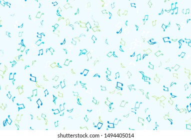 Light colorful vector template with musical symbols. Decorative design in abstract style with music shapes. Template for fasion magazines.