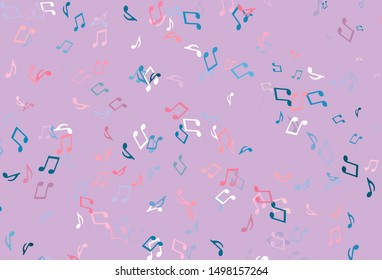 Light colorful vector template with musical symbols. Decorative design in abstract style with music shapes. Template for fasion magazines.