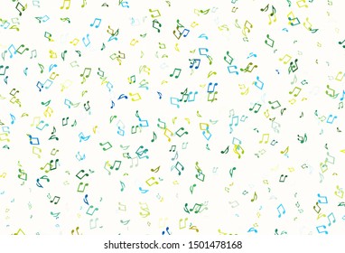 Light colorful vector template with musical symbols. Shining illustration of colorful gradient music notes. Template for fasion magazines.