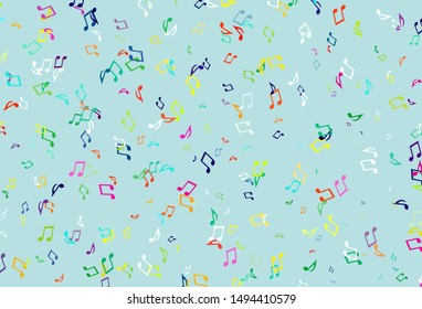 Light colorful vector texture with musical notes. Shining illustration of colorful gradient music notes. Pattern for school ad, booklets.