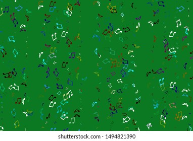 Light colorful vector texture with musical notes. Isolated colorful music keys on abstract background. Template for fashion magazines.