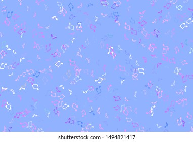 Light colorful vector texture with musical notes. Decorative design in abstract style with music shapes. Template for fashion magazines.