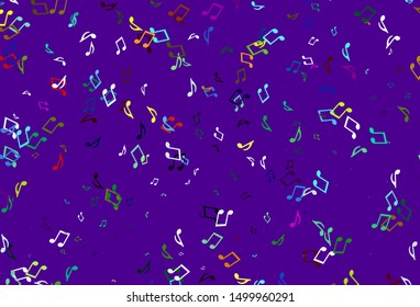 Light colorful vector texture with musical notes. Isolated colorful music keys on abstract background. Modern design for wallpapers.