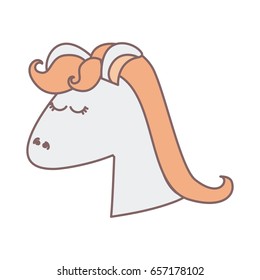 light colors of face side view of female horse with mane and closed eyes vector illustration