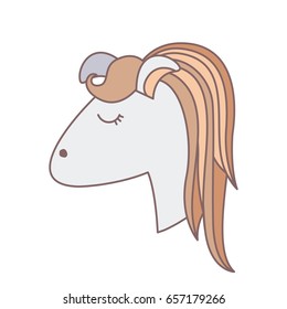 light colors of face side view of female horse with striped mane vector illustration