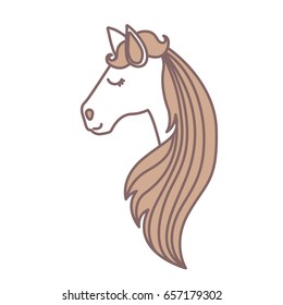 light colors of face side view of female horse with long striped mane vector illustration