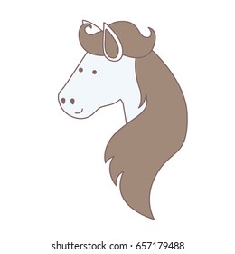 light colors of face side view of horse with long mane vector illustration