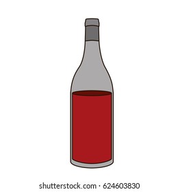 light coloured silhouette with bottle of red wine without label vector illustration