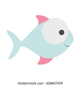 light colours silhouette of fish with big eye and small pupil vector illustration