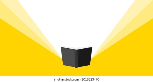 The light coming from the book. Banner with book and ray of light. Vector illustration