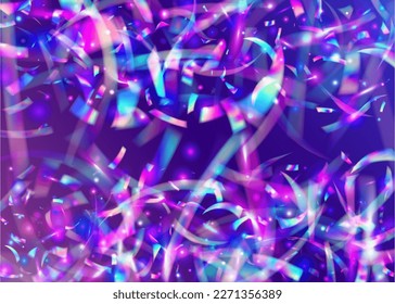 Light Confetti. Glitch Texture. Laser Abstract Wallpaper. Cristal Background. Violet Metal Effect. Digital Foil. Disco Prism. Glitter Art. Blue Light Confetti