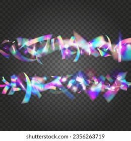 Light Confetti. Kaleidoscope Texture. Retro Realistic Serpentine. Violet Party Effect. Bright Foil. Webpunk Art. Bokeh Sparkles. Metal Design. Blue Light Confetti
