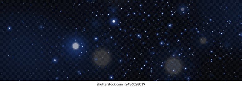 Light confetti and sparkling blue lights. Particles of dust and light. On a transparent background.