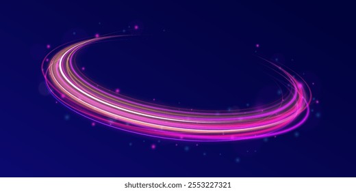 Light cool whirlwind. Vector sparkle, png, effect, wave,neon,line. Abstract circle, white color glowing lines background. Curve white line light effect. 