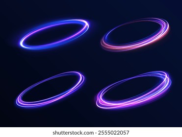 Light cool whirlwind. Vector sparkle, png, effect, wave,neon,line. Abstract circle, color glowing lines background. Curve white line light effect. 