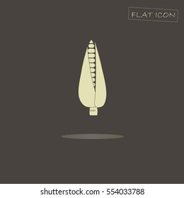 Light corn on the cob on black, flat icon vector illustration
