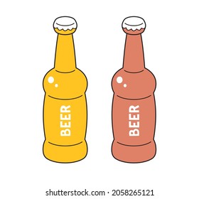 Light craft lager and dark beer bottle isolated vector icon