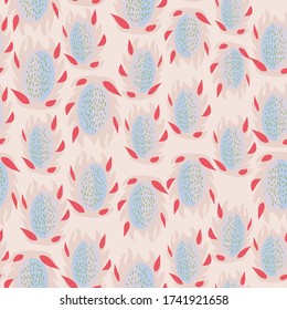 Light cream with dragon fruit seamless pattern background design.