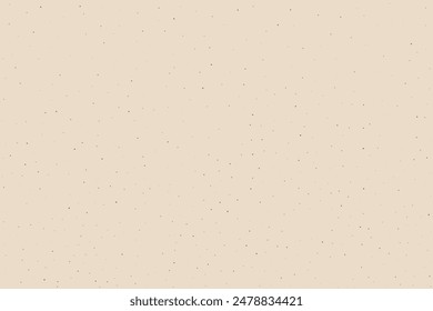 Light cream grain paper texture. Vintage ecru pattern with dots, speckles, specks, flecks, particles. Textured wallpaper. Natural white grunge surface background. Vector backdrop 