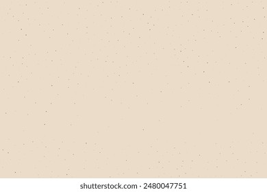 Light cream grain paper texture. Vintage ecru pattern with dots, speckles, specks, flecks, particles. Textured wallpaper. Natural white grunge surface background. Vector backdrop 