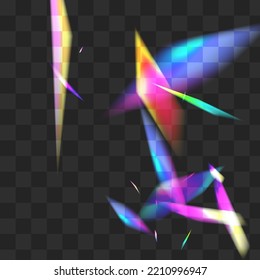 Light Cristal Vector Transparent Background. Rainbow Bokeh Glint Brochure. Shine Lens Realistic Wallpaper. Neon Effect Glare Template.