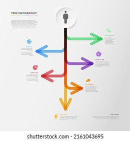 Light crossing infographics template with six diversity options  in various colors. Multipurpose infographic template with several branchings on light gray background