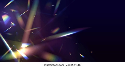 Light Crystal effect, glass, prism shine, glare, reflection. Blurred bokeh retro photo texture, vintage camera glare. Hologram reflection, crystal flare leak shadow overlay.	