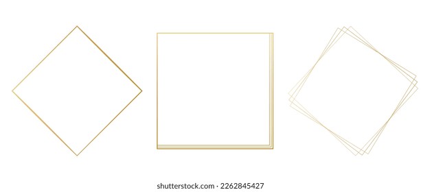 Light crystal effect for wedding invitation card. Illumination. Gold frame in vintage style on white background.