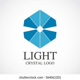 Light crystal of hexagon abstract vector and logo design or template glass light business icon of company identity symbol concept