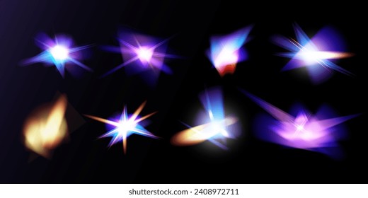  Holograma brillante de cristal claro. Conjunto de efectos de color transparentes.