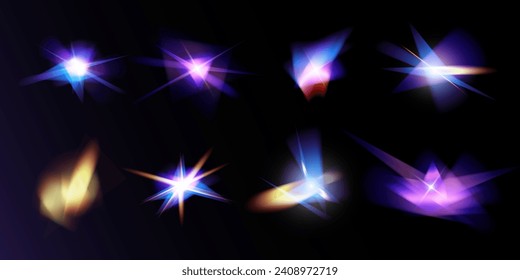  Holograma brillante de cristal claro. Conjunto de efectos de color transparentes.