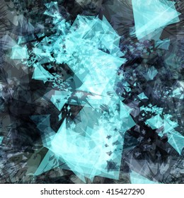 Light crystals and dark shapeless spots in the form of spikes. Seamless background for your design. Blue vector pattern. 
Blur effect and watercolor