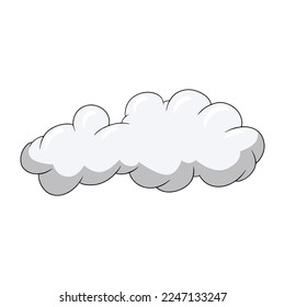 Light light cumulus cloud in cartoon style, large clouds in the sky, vector illustration on a white background
