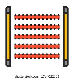 Light Curtains vector outline icon for industrial warehouse automation. AI presence detection system sign. Automation, Control. Pictogram of industrial automation. Spot illustration of machine safety sensor.
