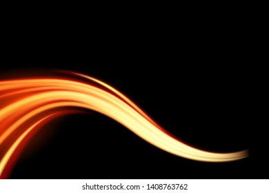 Light curve glowing effect on black background, eps 10 vector.