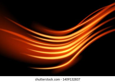 Light curve glowing effect on black background, eps 10 vector.