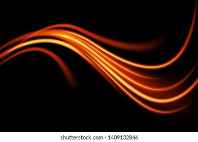 Light curve glowing effect on black background, eps 10 vector.