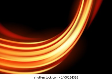 Light curve glowing effect on black background, eps 10 vector.