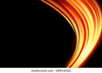 Light curve glowing effect on black background, eps 10 vector.
