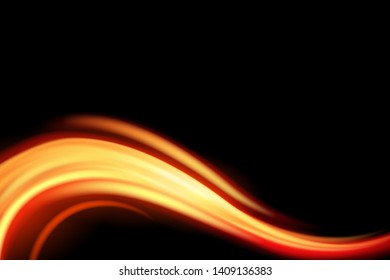 Light curve glowing effect on black background, eps 10 vector.