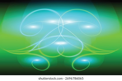 Efecto brillante de la curva de luz sobre fondo negro y verde