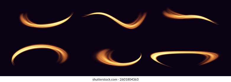 Light curved lines of movement and speed with golden sparkles.Vector.EPS 10.