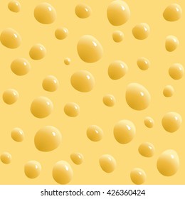 Light cut fat cheez produced of milk protein casein. Close-up detail macro side view with space for text on art decorative bright orange color backdrop design with white circle chees cells repetition