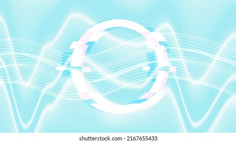 Light Cyan Flowing Foil Gradient Texture with Glitched Circle and Wavy lines