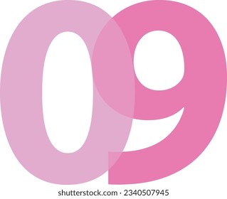 light cyan number nine isolated on white background. vector illustration