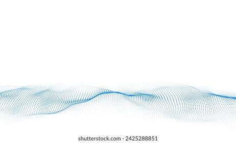 Light cyberspace in digital background. Vector abstract technology white wave with motion dots. Connection big data. Futuristic wireframe texture. Analysis a network connection.