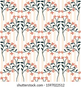 Light damask pattern with floral motifs. Seamless print with small flowers. Template for textile design, wallpapers, cards, gift wrappings.