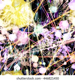 Light and dark. Abstract seamless vector pattern. Spots, stripes, shapeless blots, strokes, Mixed random. For fabrics, wrapping paper, printing.